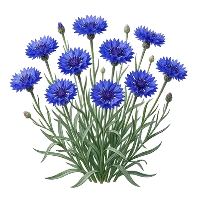 Délicates fleurs de bleuet champêtre arborant leurs fins pétales dentelés d'un bleu azur très intense et lumineux