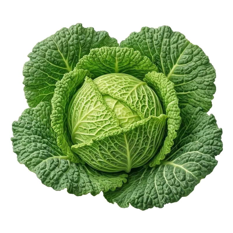 Superbe pomme de chou de Milan vert foncé, reconnaissable à ses feuilles extérieures profondément cloquées, texturées et veinées