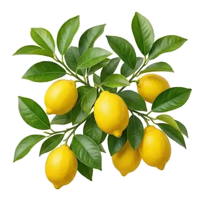 Gros citrons jaunes vifs et rugueux contrastant avec le feuillage persistant vert sombre d'un beau citronnier en pot