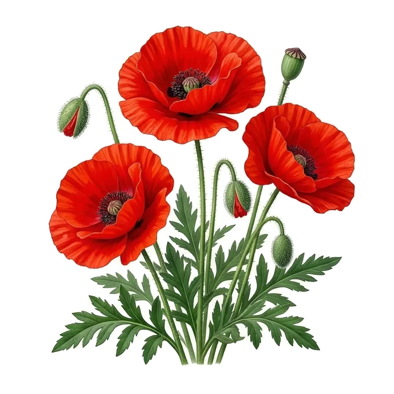 Superbes coquelicots sauvages ouverts avec leurs grands pétales rouge vif légèrement froissés comme du papier de soie