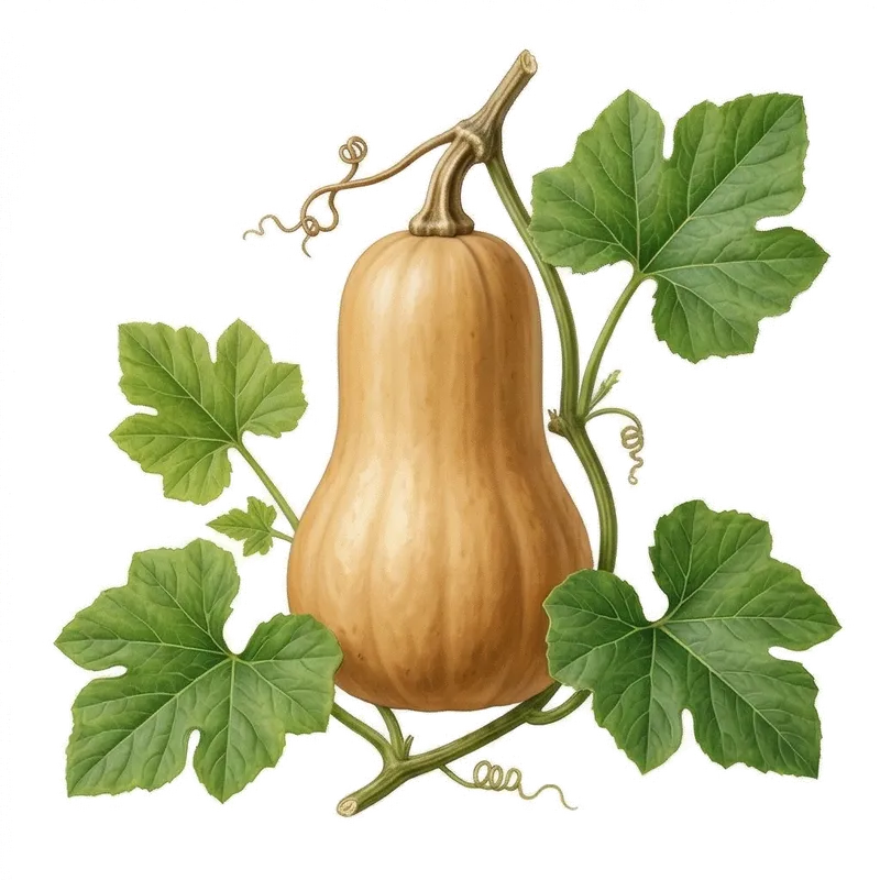Courge butternut lisse et beige clair en forme de grande poire allongée, typique des récoltes d'automne