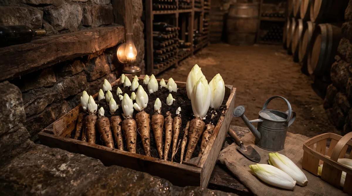 Forçage des endives (chicons) dans le noir : Produisez votre salade d'hiver à la cave