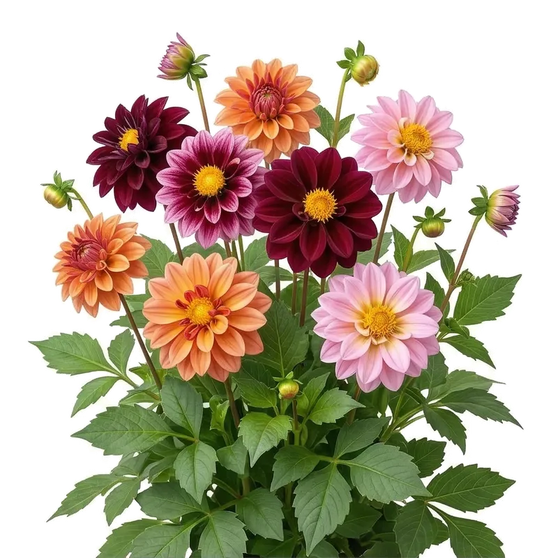 Somptueuse et géométrique fleur de dahlia déployant ses dizaines de pétales tubulaires colorés arrangés en spirale