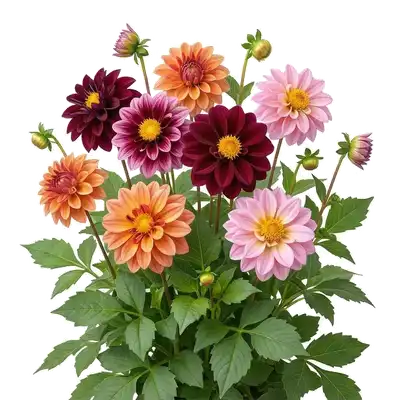 Somptueuse et géométrique fleur de dahlia déployant ses dizaines de pétales tubulaires colorés arrangés en spirale