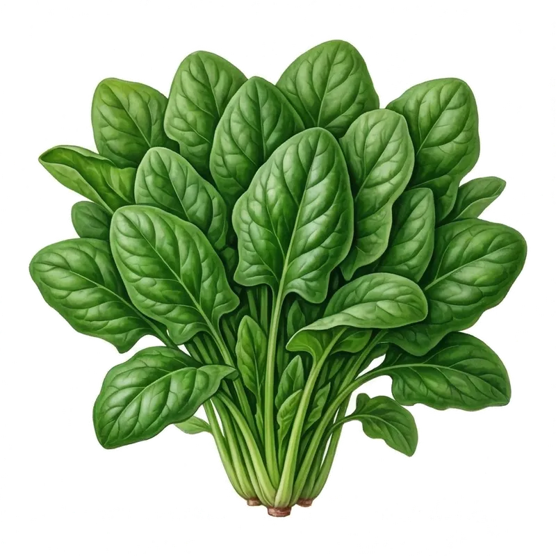 Gros plan sur les jeunes feuilles vert foncé, lisses et charnues d'un plant d'épinard en pleine terre