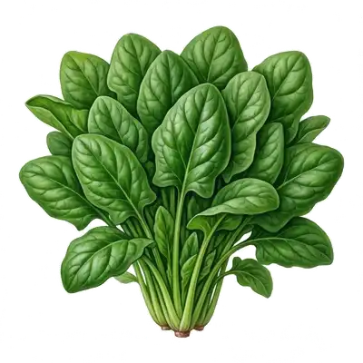 Gros plan sur les jeunes feuilles vert foncé, lisses et charnues d'un plant d'épinard en pleine terre
