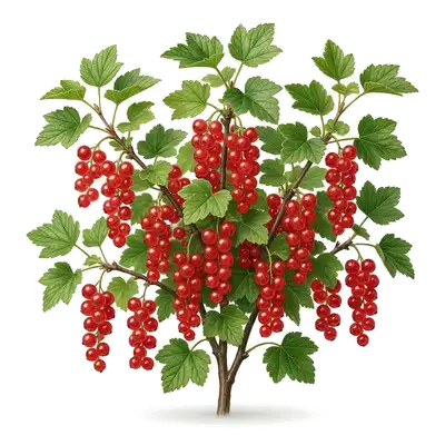 Jolies grappes tombantes de groseilles rouges et translucides, semblables à des perles, accrochées aux branches de l'arbuste