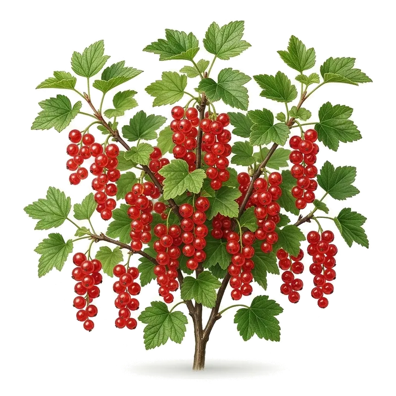 Jolies grappes tombantes de groseilles rouges et translucides, semblables à des perles, accrochées aux branches de l'arbuste