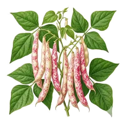 Longues et belles gousses rebondies de haricots coco de Paimpol arborant leurs superbes marbrures violettes sur un fond clair