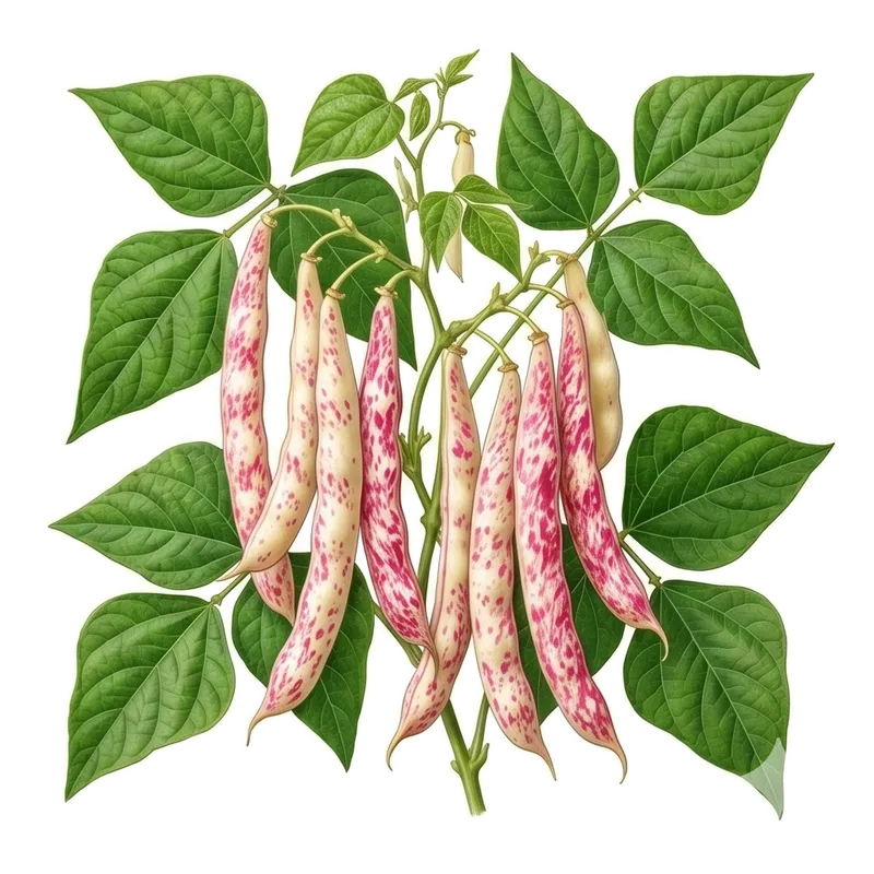 Longues et belles gousses rebondies de haricots coco de Paimpol arborant leurs superbes marbrures violettes sur un fond clair