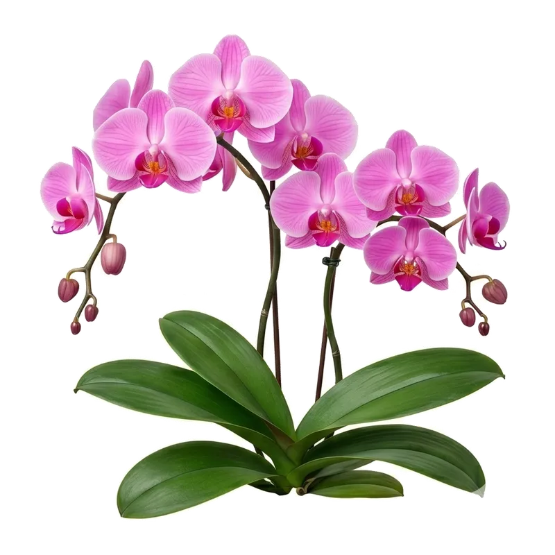 Superbe tige florale arquée d'orchidée Phalaenopsis portant une série de grandes et élégantes fleurs étalées aux allures de papillons