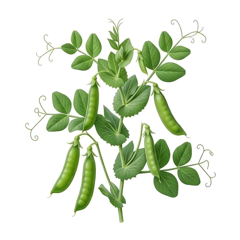 Gousse de petit pois entrouverte laissant délicatement apparaître des grains ronds et verts très tendres