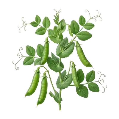 Gousse de petit pois entrouverte laissant délicatement apparaître des grains ronds et verts très tendres