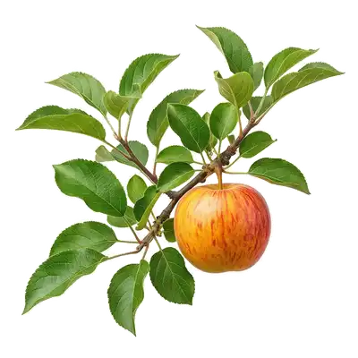 Branches d'un pommier Gala chargées de pommes bicolores rouges et jaunes mûres dans le verger
