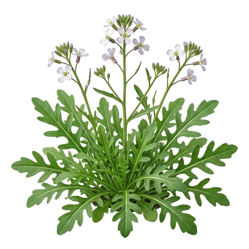 Généreux bouquet de feuilles de roquette bien vertes et finement découpées, prêtes à être récoltées en salade