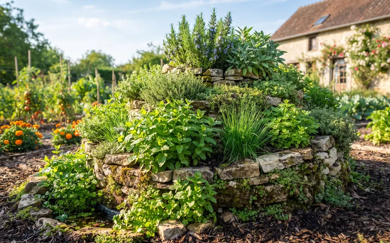 Spirale aromatique en permaculture : Plan, orientation et choix précis des plantes