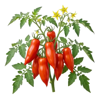 Belles tomates Andine Cornue d'un rouge vif, à la forme charnue très allongée et pointue rappelant celle d'un grand piment