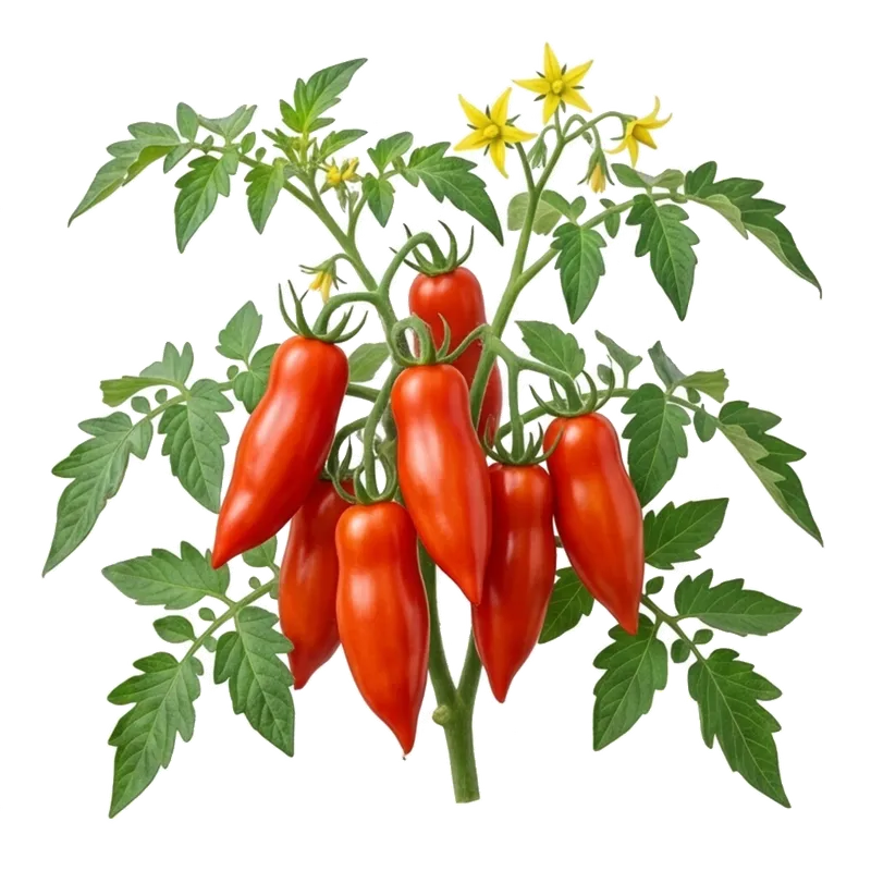 Belles tomates Andine Cornue d'un rouge vif, à la forme charnue très allongée et pointue rappelant celle d'un grand piment