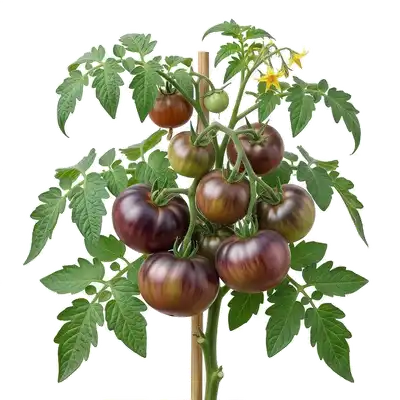 Superbes tomates Noires de Crimée côtelées, affichant leur chair sombre entre le rouge pourpre et le vert foncé
