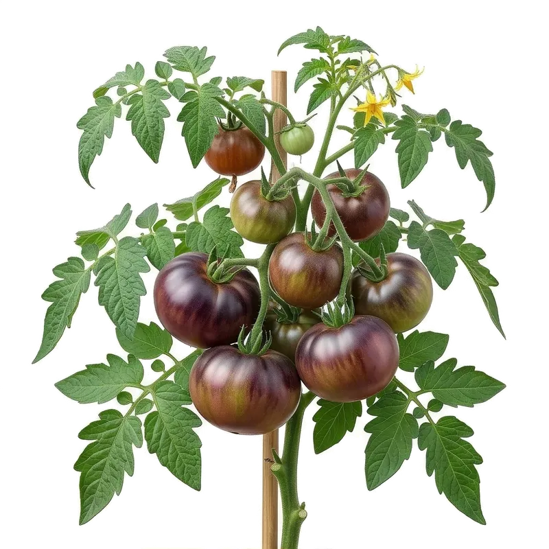 Superbes tomates Noires de Crimée côtelées, affichant leur chair sombre entre le rouge pourpre et le vert foncé