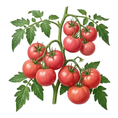 Belles tomates Rose de Berne parfaitement rondes, montrant leur fine peau d'une délicate teinte rose violacé sous le soleil